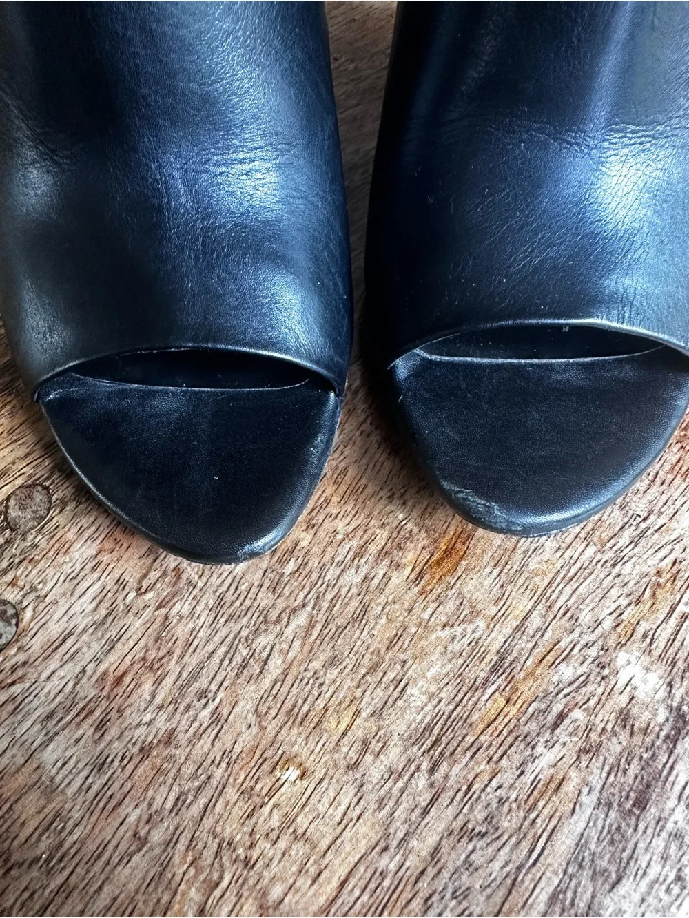 Alexander Wang Alla Black Leather Peep Toe Cutout Wedge Booties 36.5 US 6.5